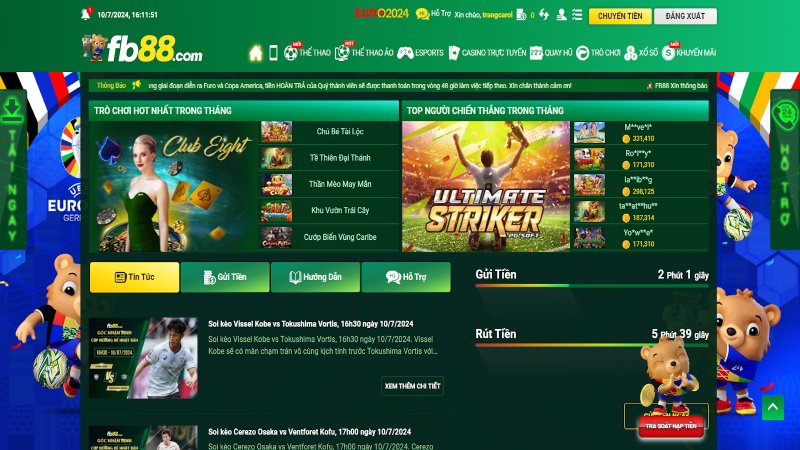 Giao diện webgame và trên app thân thiện và dễ sử dụng
